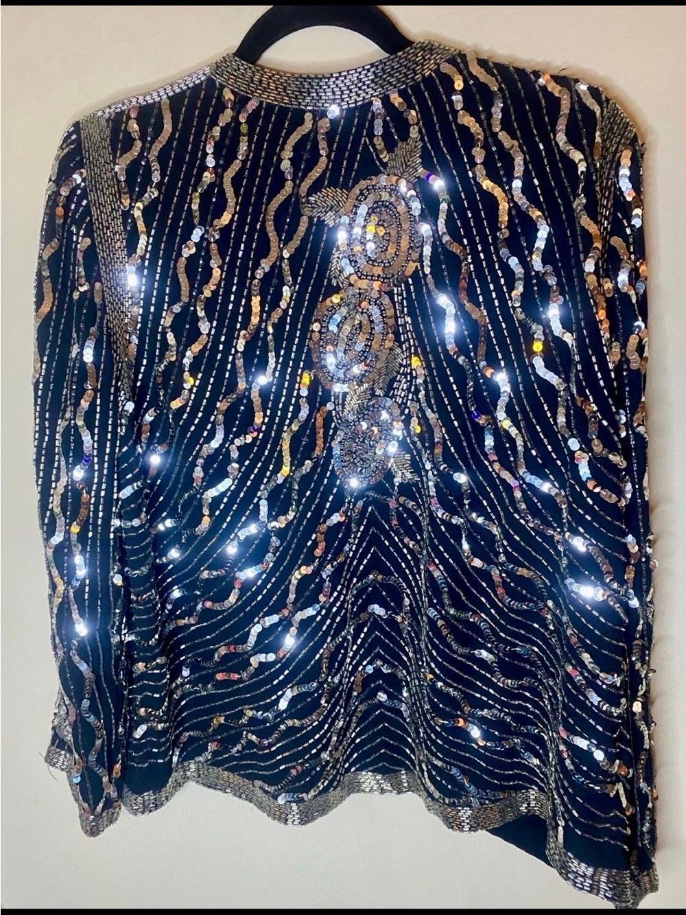 Vintage 80s Jack Bryan sequined evening jacket. SZ M - Picture 4 of 6